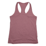 Nothing drops volleyball women's tank top back. Heather mauve tank. No art art printing on back.